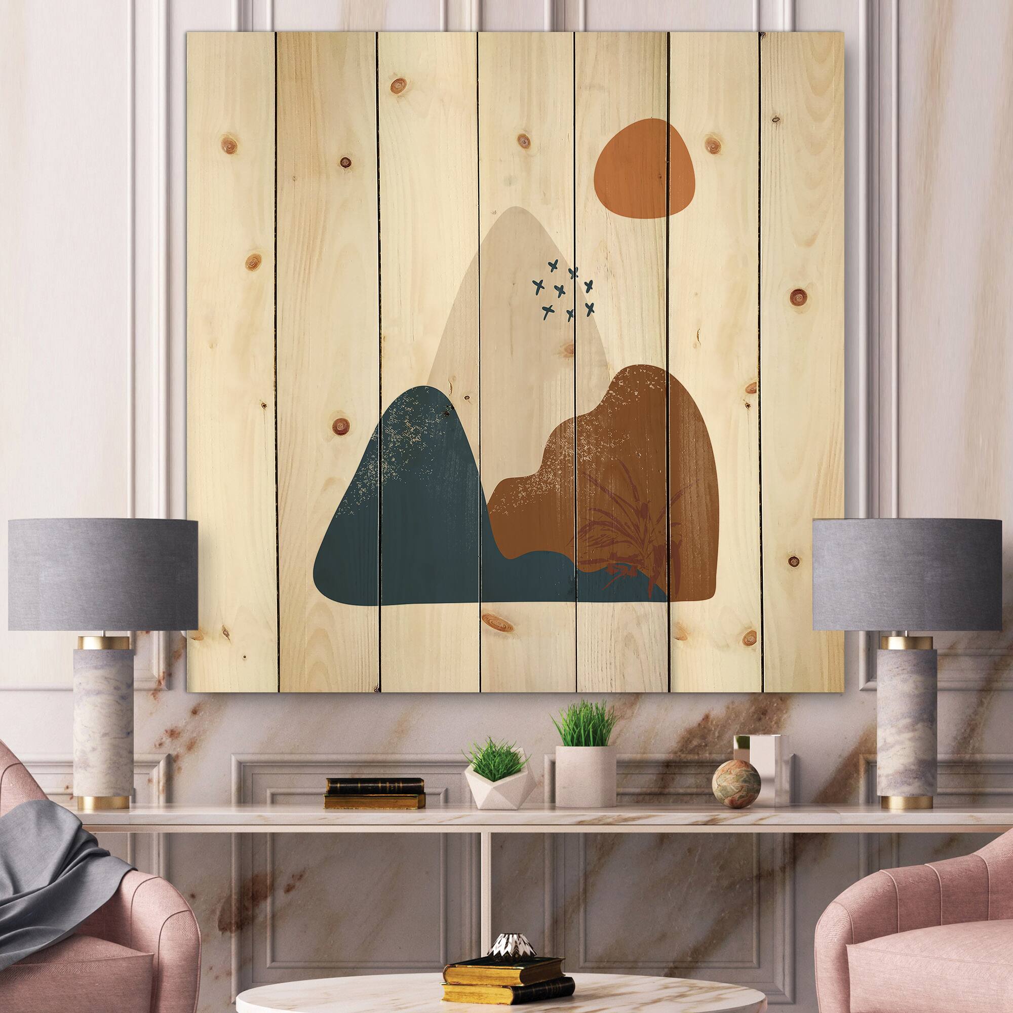 Designart - Abstract Flowers On Minimal Shapes VI
